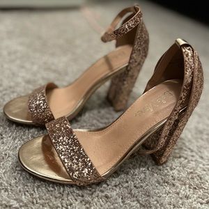 Metallic rose gold sparkle heels